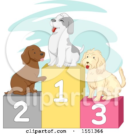 Clipart of a Podium with Dogs - Royalty Free Vector Illustration by BNP Design Studio