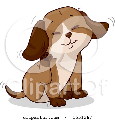 Clipart of a Puppy Dog Scratching His Ear - Royalty Free Vector Illustration by BNP Design Studio