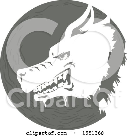 Clipart of a Profiled Rabid Dog in a Circle - Royalty Free Vector Illustration by BNP Design Studio