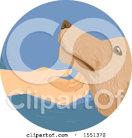 Clipart of a Hand Scratching Under a Dogs Chin - Royalty Free Vector Illustration by BNP Design Studio