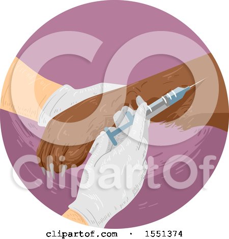 Clipart of a Pair of Gloved Veterinarian Hands Drugging a Dog - Royalty Free Vector Illustration by BNP Design Studio