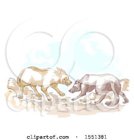 Clipart of a Dog Fight Scene - Royalty Free Vector Illustration by BNP Design Studio