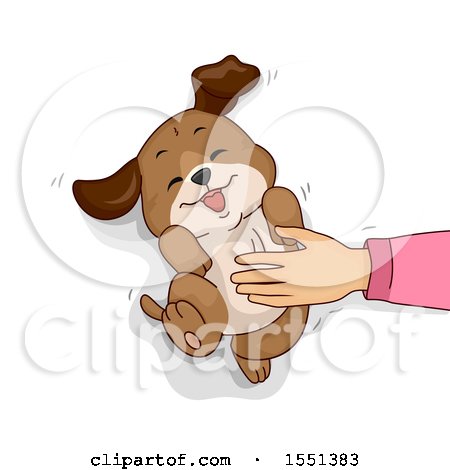 Clipart of a Hand Rubbing a Dogs Belly - Royalty Free Vector Illustration by BNP Design Studio
