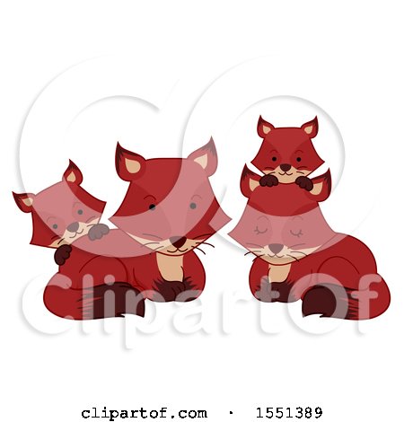 Clipart of a Cute Fox Family - Royalty Free Vector Illustration by BNP Design Studio