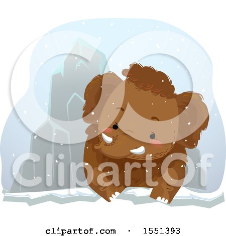 Clipart of a Mammoth by an Ice Mountain - Royalty Free Vector Illustration by BNP Design Studio