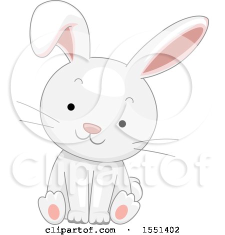 Clipart of a Cute White Bunny Rabbit Sitting - Royalty Free Vector Illustration by BNP Design Studio