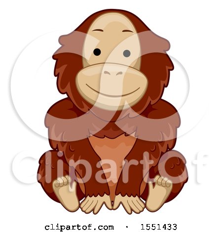 Clipart of a Cute Orangutan Sitting - Royalty Free Vector Illustration by BNP Design Studio