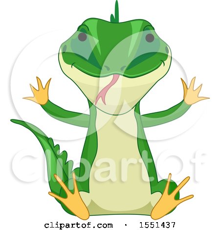 Clipart of a Sitting Green Lizard - Royalty Free Vector Illustration by BNP Design Studio