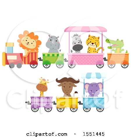 Clipart of a Train with Zoo Animals - Royalty Free Vector Illustration by BNP Design Studio