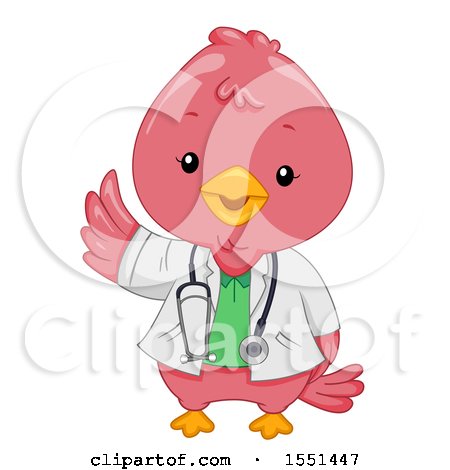 Clipart of a Pink Doctor Bird Mascot - Royalty Free Vector Illustration by BNP Design Studio
