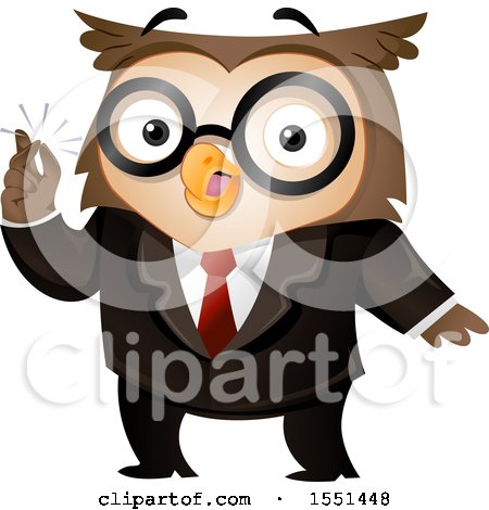 Clipart of a Wise Owl Business Man Snapping His Fingers - Royalty Free Vector Illustration by BNP Design Studio