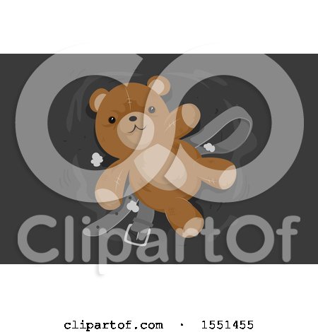 Clipart of a Torn Teddy Bear and Belt - Royalty Free Vector Illustration by BNP Design Studio