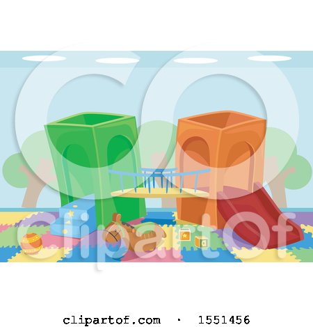 Clipart of Toys at an Indoor Playground - Royalty Free Vector Illustration by BNP Design Studio