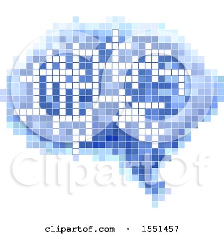 Clipart of a Pixelated Brain Thought Cloud Cross Word Puzzle - Royalty Free Vector Illustration by BNP Design Studio