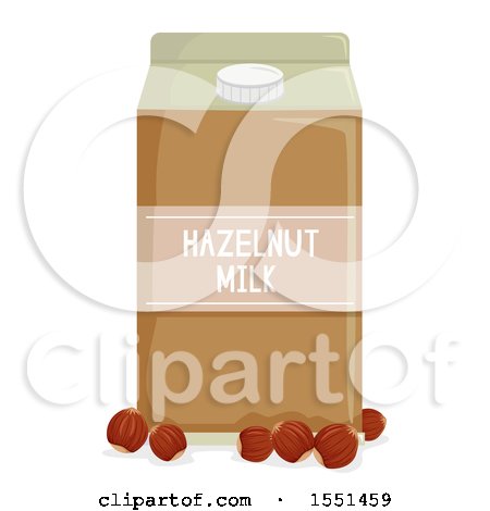 Clipart of a Carton of Hazelnut Milk and Nuts - Royalty Free Vector Illustration by BNP Design Studio