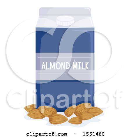Clipart of a Carton of Almond Milk and Nuts - Royalty Free Vector Illustration by BNP Design Studio