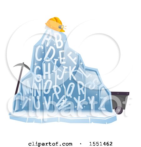 Clipart of a Frozen Alphabet Mountain with Mining Equipment - Royalty Free Vector Illustration by BNP Design Studio