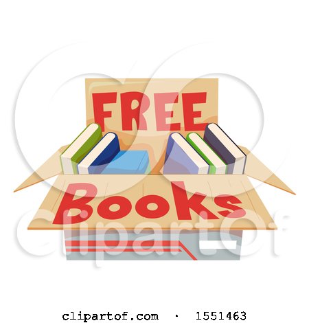 Clipart of a Box of Free Books - Royalty Free Vector Illustration by BNP Design Studio