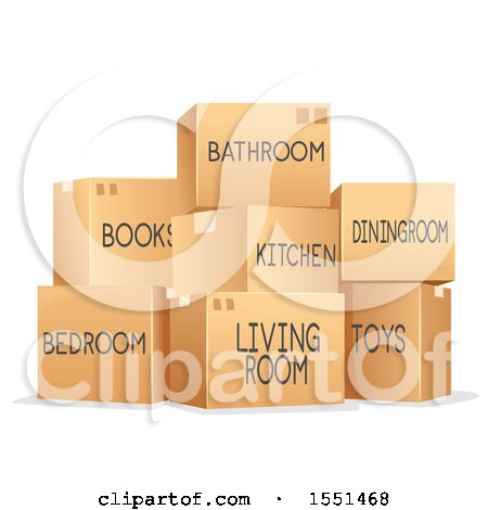 Clipart of Marked Moving Boxes - Royalty Free Vector Illustration by BNP Design Studio