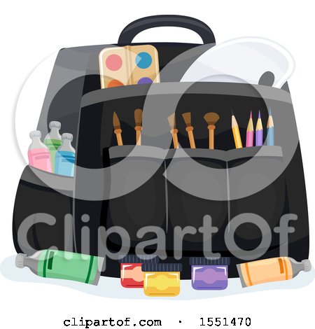 Clipart of a Bag of Artist Tools and Paint - Royalty Free Vector Illustration by BNP Design Studio
