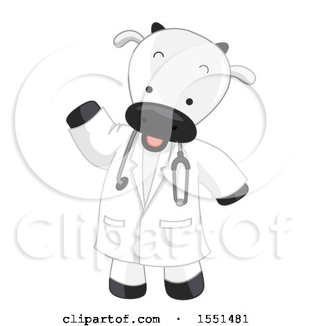 Clipart of a Cow Veterinarian Wearing a Lab Coat and Stethoscope - Royalty Free Vector Illustration by BNP Design Studio