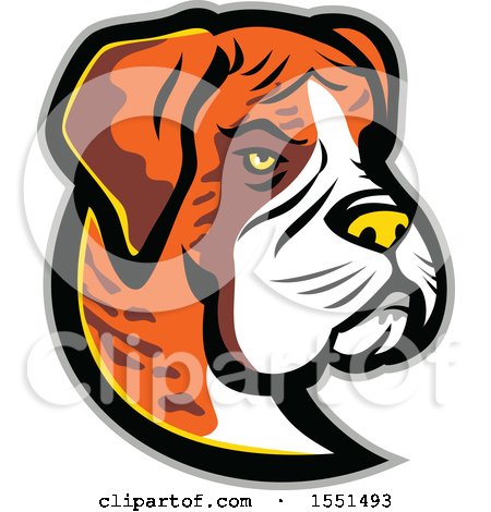 Clipart of a Boxer Dog Mascot Head - Royalty Free Vector Illustration by patrimonio