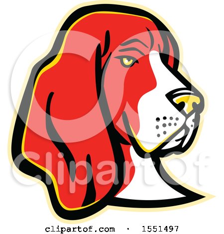 Clipart of a Basset Hound Dog Mascot Head - Royalty Free Vector Illustration by patrimonio