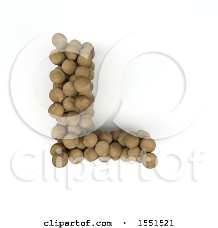 Clipart of a 3d Wood Sphere Capital Letter L on a White Background - Royalty Free Illustration by KJ Pargeter