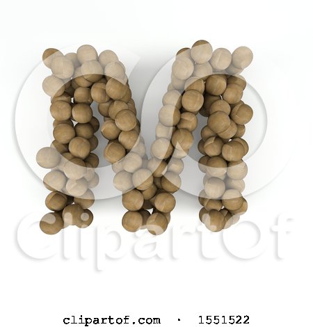 Clipart of a 3d Wood Sphere Capital Letter M on a White Background - Royalty Free Illustration by KJ Pargeter
