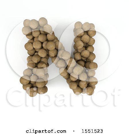 Clipart of a 3d Wood Sphere Capital Letter N on a White Background - Royalty Free Illustration by KJ Pargeter