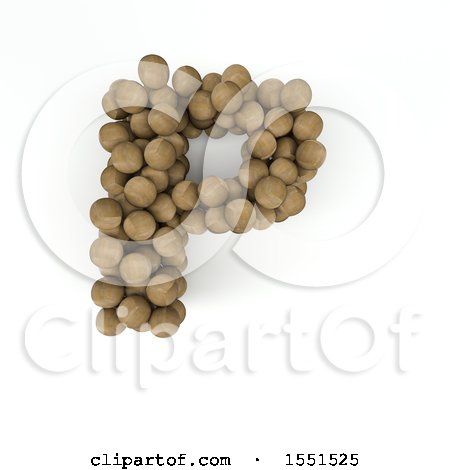 Clipart of a 3d Wood Sphere Capital Letter P on a White Background - Royalty Free Illustration by KJ Pargeter
