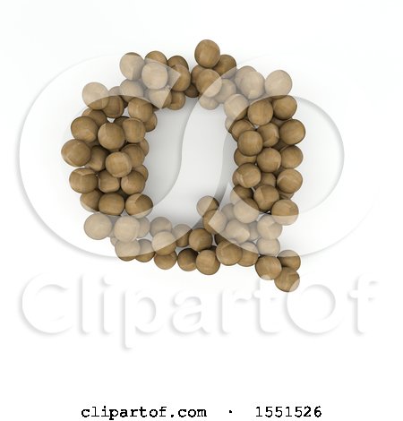 Clipart of a 3d Wood Sphere Capital Letter Q on a White Background - Royalty Free Illustration by KJ Pargeter