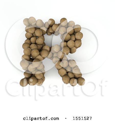 Clipart of a 3d Wood Sphere Capital Letter R on a White Background - Royalty Free Illustration by KJ Pargeter