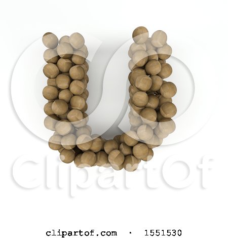 Clipart of a 3d Wood Sphere Capital Letter U on a White Background - Royalty Free Illustration by KJ Pargeter