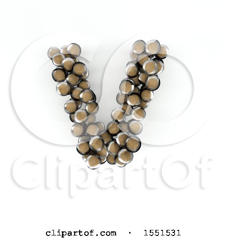 Clipart of a 3d Wood Sphere Capital Letter V on a White Background - Royalty Free Illustration by KJ Pargeter