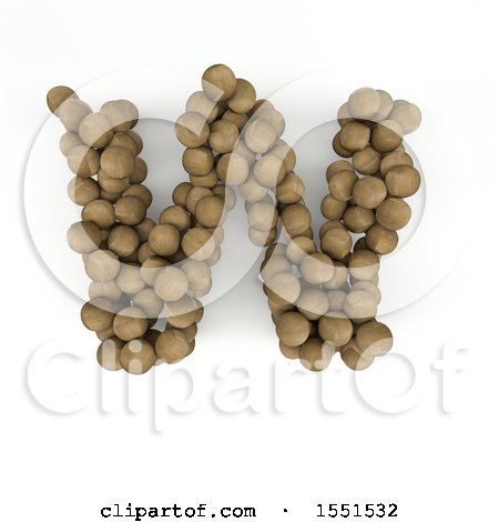 Clipart of a 3d Wood Sphere Capital Letter W on a White Background - Royalty Free Illustration by KJ Pargeter