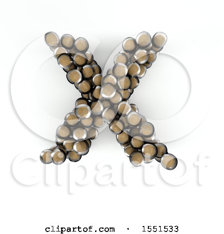 Clipart of a 3d Wood Sphere Capital Letter X on a White Background - Royalty Free Illustration by KJ Pargeter