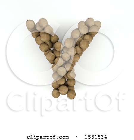 Clipart of a 3d Wood Sphere Capital Letter Y on a White Background - Royalty Free Illustration by KJ Pargeter