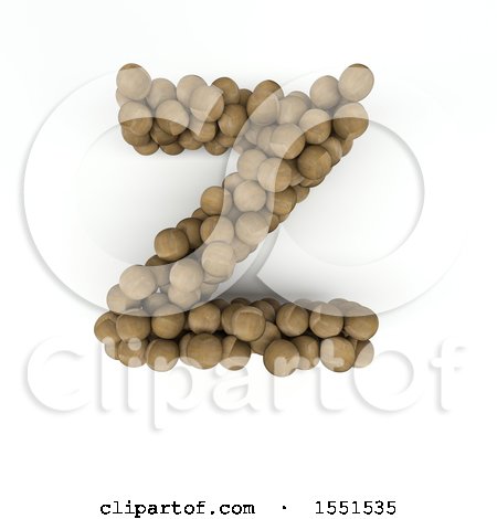 Clipart of a 3d Wood Sphere Capital Letter Z on a White Background - Royalty Free Illustration by KJ Pargeter