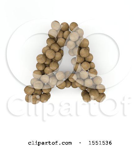 Clipart of a 3d Wood Sphere Capital Letter a on a White Background - Royalty Free Illustration by KJ Pargeter