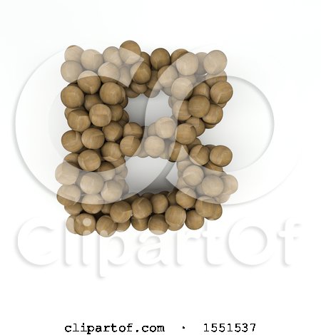 Clipart of a 3d Wood Sphere Capital Letter B on a White Background - Royalty Free Illustration by KJ Pargeter