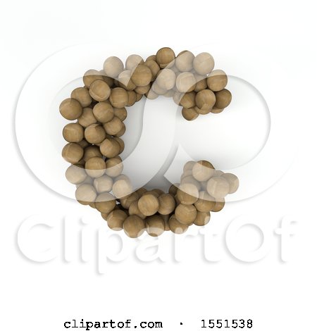 Clipart of a 3d Wood Sphere Capital Letter C on a White Background - Royalty Free Illustration by KJ Pargeter