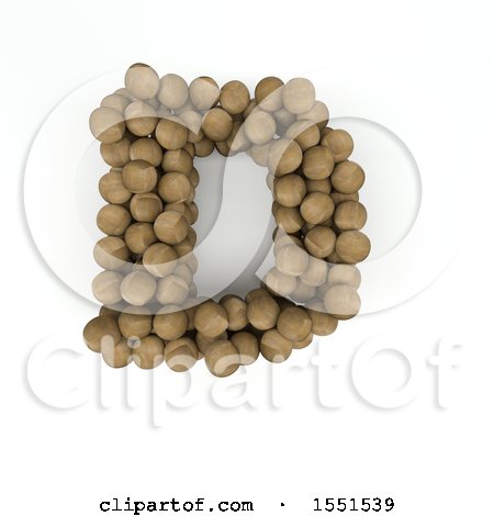 Clipart of a 3d Wood Sphere Capital Letter D on a White Background - Royalty Free Illustration by KJ Pargeter