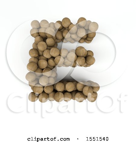 Clipart of a 3d Wood Sphere Capital Letter E on a White Background - Royalty Free Illustration by KJ Pargeter