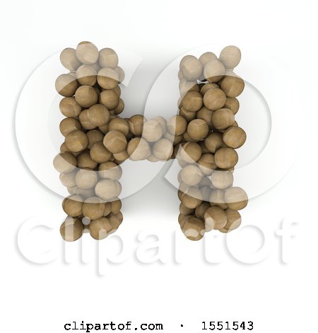 Clipart of a 3d Wood Sphere Capital Letter H on a White Background - Royalty Free Illustration by KJ Pargeter