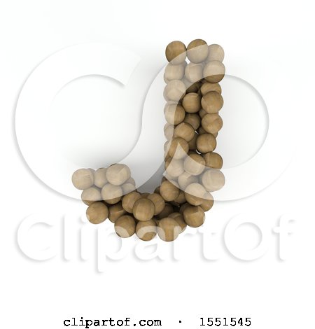 Clipart of a 3d Wood Sphere Capital Letter J on a White Background - Royalty Free Illustration by KJ Pargeter