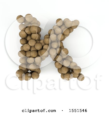 Clipart of a 3d Wood Sphere Capital Letter K on a White Background - Royalty Free Illustration by KJ Pargeter
