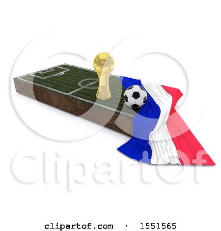 Clipart of a 3d Soccer Ball, Trophy Cup, Netherlands Flag and Pitch, on a Shaded Background - Royalty Free Illustration by KJ Pargeter