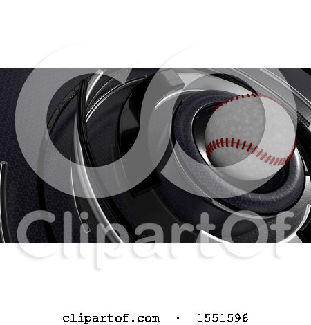 Clipart of a 3d Baseball and Metal Background - Royalty Free Illustration by KJ Pargeter