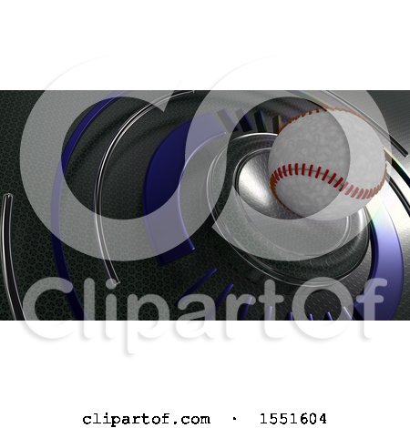Clipart of a 3d Baseball and Metal Background - Royalty Free Illustration by KJ Pargeter